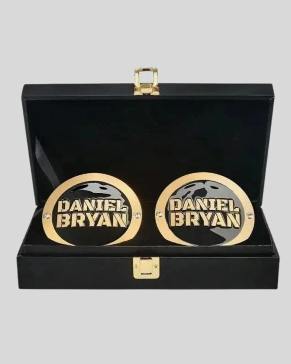 WWE Daniel Bryan Side Plates Championship Title Box Set – Yes Movement Brass Edition (4.25” x 3.16”)