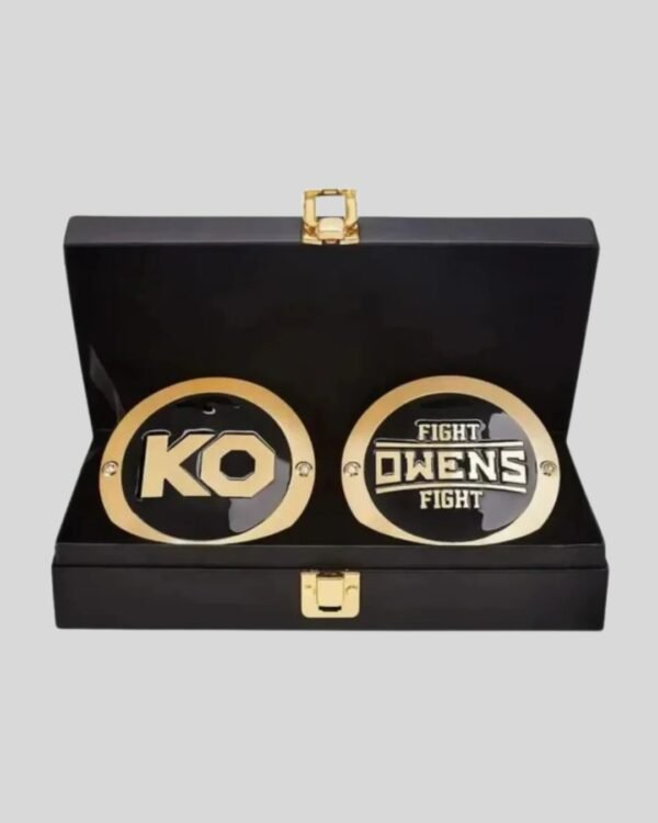 WWE Kevin Owens Side Plates Championship Title Box Set – Fight Owens Fight Brass Edition (4.25” x 3.16”)
