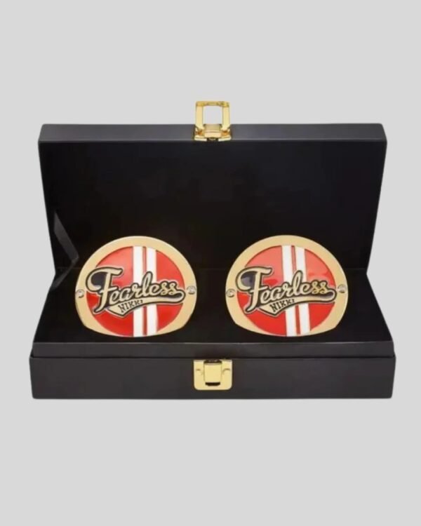 WWE Nikki Bella Side Plates Championship Title Box Set – Fearless Brass Edition (4.25” x 3.16”)