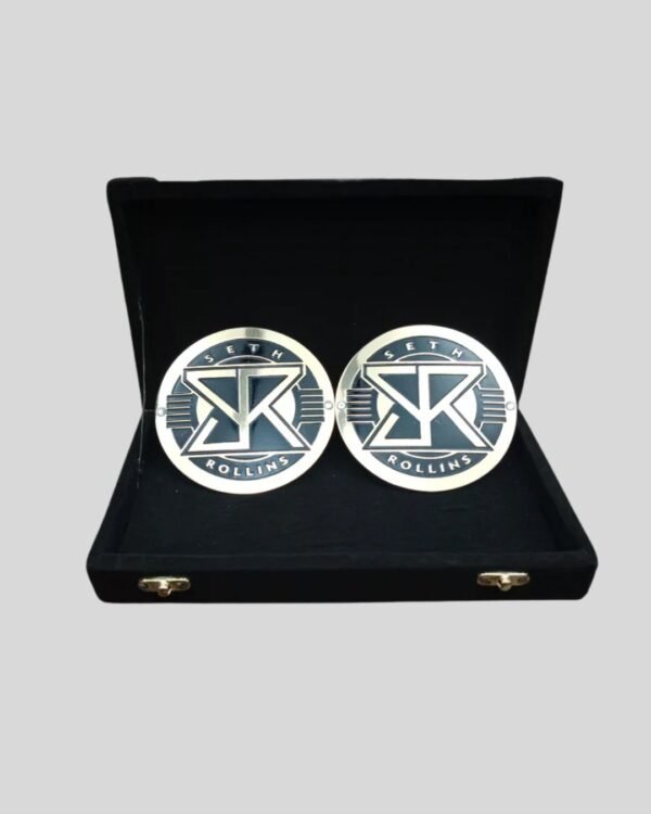 WWE Seth Rollins Side Plates Championship Title Box Set – Brass Metal Inserts