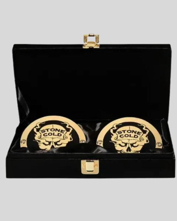 WWE Stone Cold Side Plates Championship Title Box Set – Brass Metal Inserts