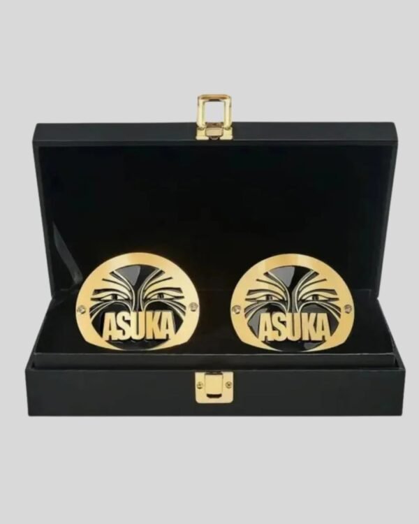 WWE Asuka Side Plates Championship Title Box Set – Brass Metal Belt Inserts