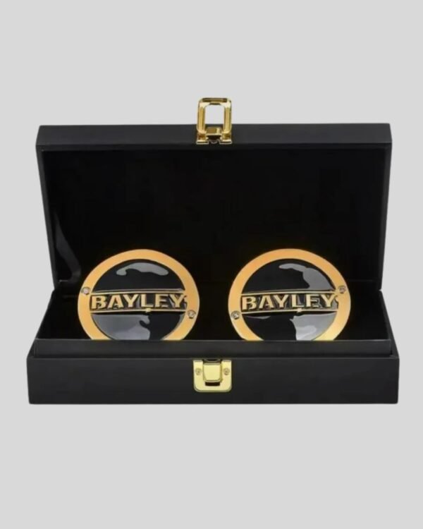 WWE Bayley Role Model Side Plates Championship Title Box Set – Brass Metal Belt Inserts