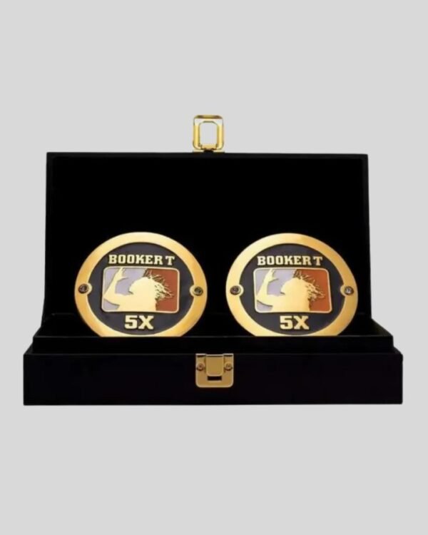 WWE Booker T Side Plates Championship Title Box Set – 5X Brass Metal Collector Edition