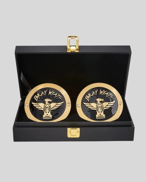 WWE Bray Wyatt Side Plates Championship Title Box Set – Lantern & Vulture Brass Metal Edition (4.25” x 3.16”)